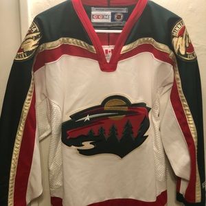 Official White CCM NHL Wild Hockey Jersey